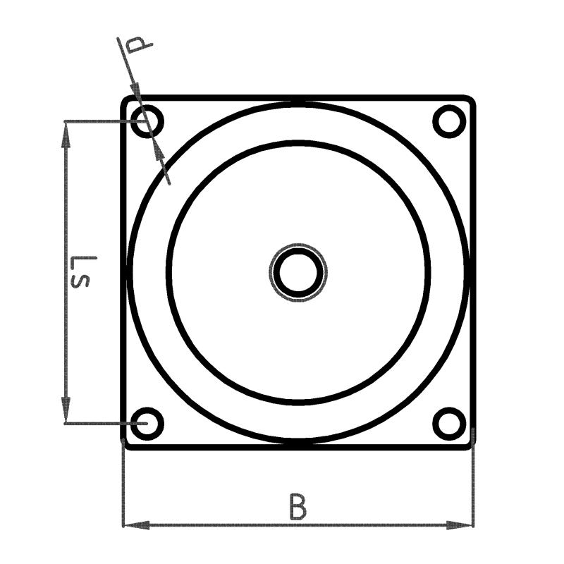 Machinevoet met doorslagbeveiliging Vierkant